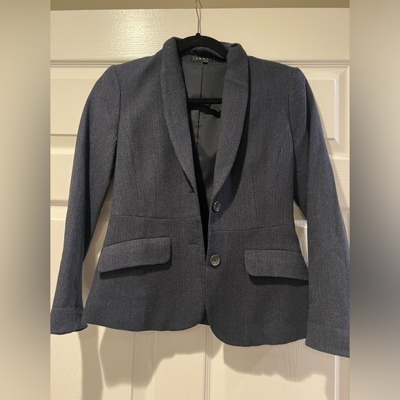 Theory Jackets & Blazers - Theory Black Blue Tailored Blazer Jacket Women's Size 00